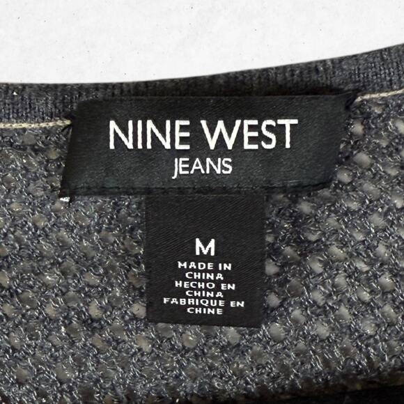 Nine West Jeans Batwing Top Women's M 3/4 Sleeve 2 Tone Gray Crew Neck - Picture 3 of 6